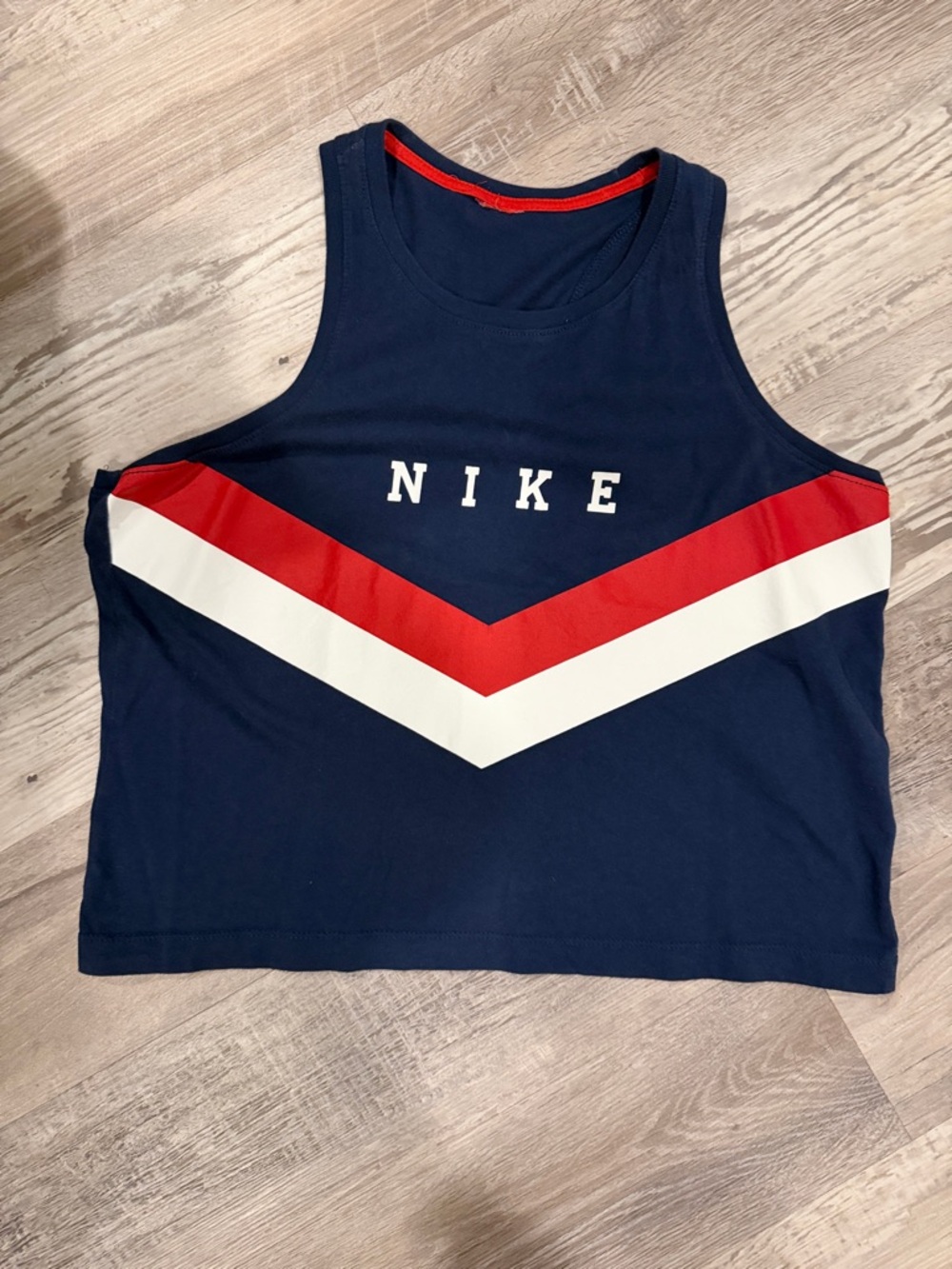 Nike Navy Crop Tank with Red and White Chevron